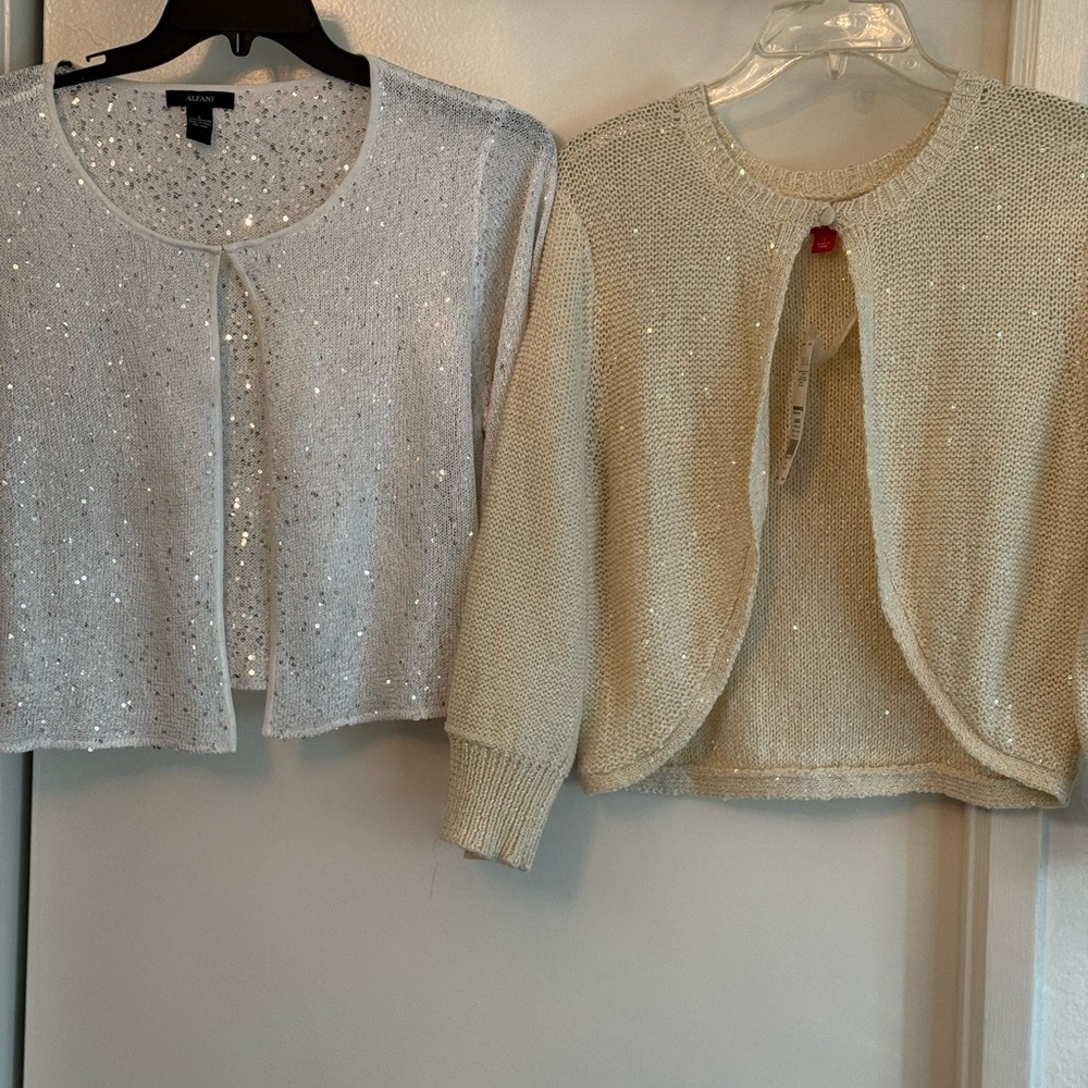 Alfani Silver  Elle and Cream Sequin  shrugs two one of each designer